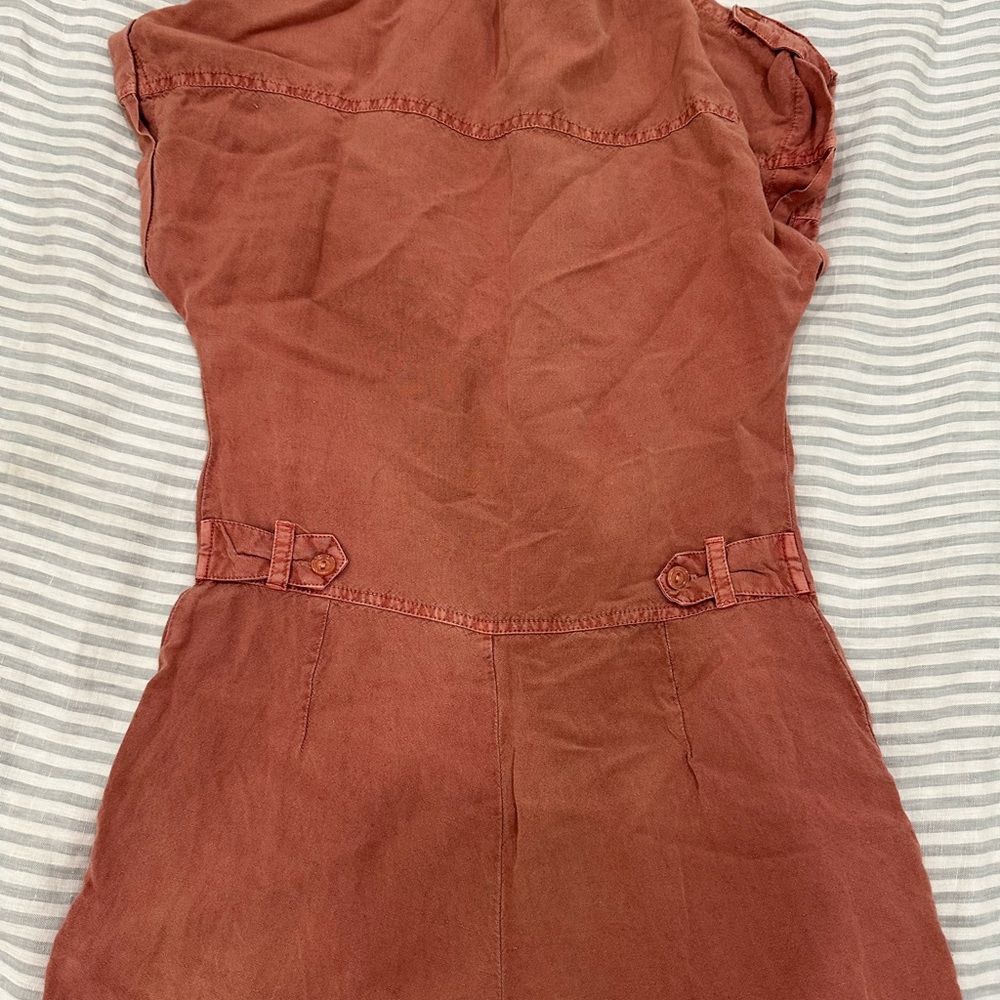 Yfb Rust Red Button-Up Romper - image 2